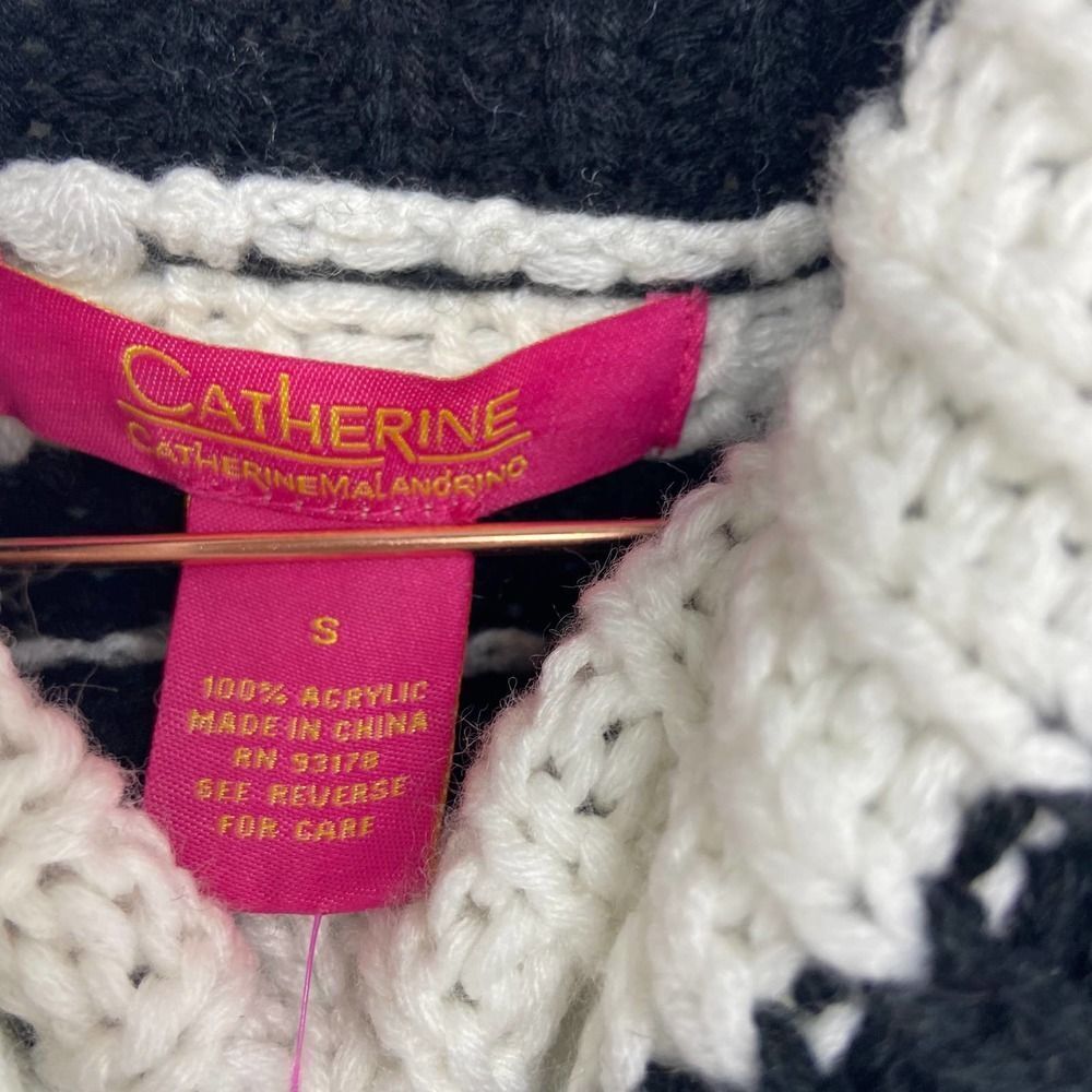 Catherine Malandrino Black White Stripe Knit Cowl neck Sweater NWT womens S - Picture 4 of 5